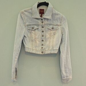 Highway Jeans Blue Cropped Jean Jacket With Snaps Junior Size XS